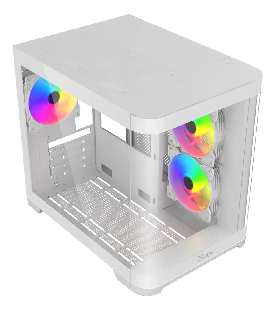 Gabinete Gamer XZEAL XZC1, M-ITX, 3 Ventiladores, Panel Curvo, color Blanco