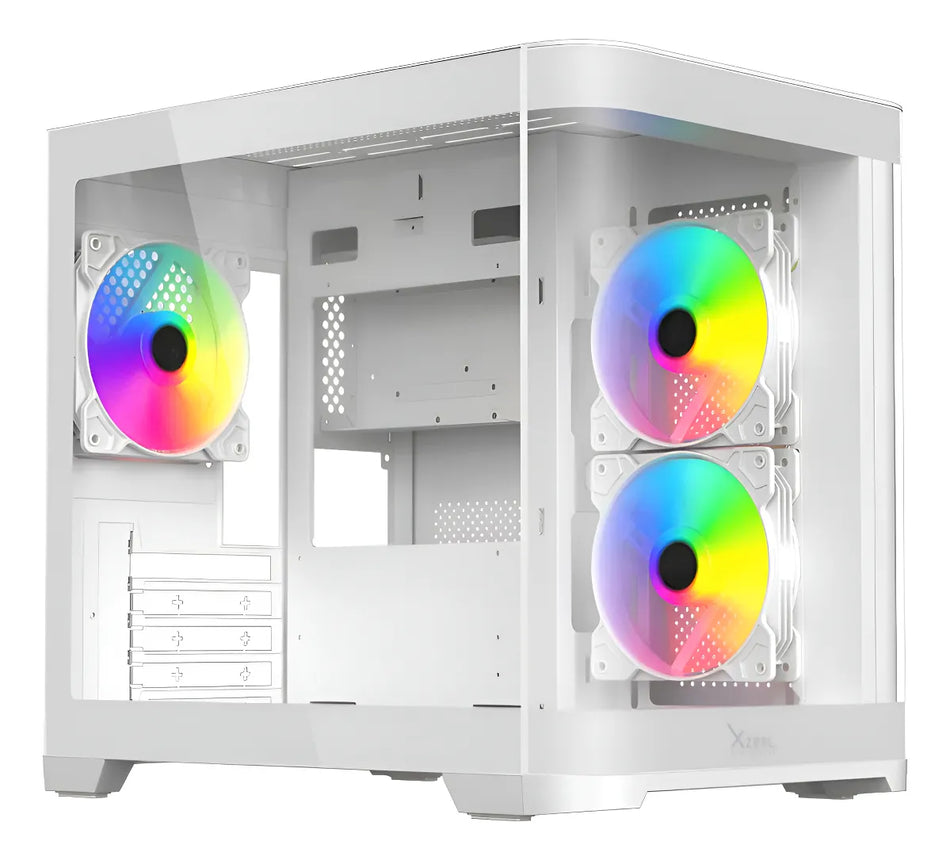 Gabinete Gamer XZEAL XZC1, M-ITX, 3 Ventiladores, Panel Curvo, color Blanco
