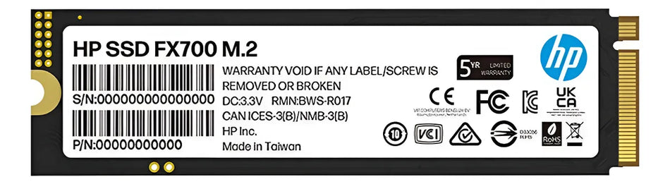 SSD HP FX700 8U2N1AA, 512GB, M.2, PCI Express 4.0 Lectura 6300 MB/s, Escritura 3100 MB/s