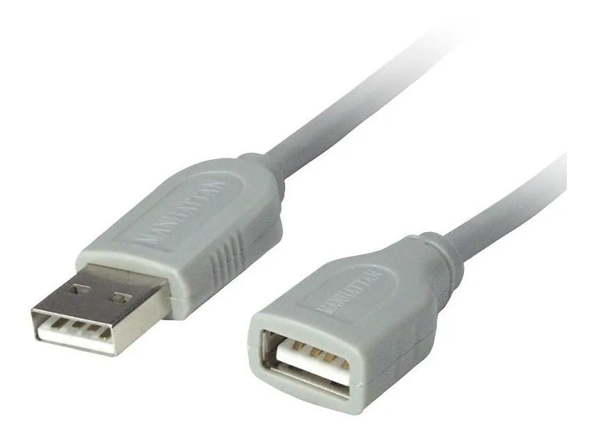 Cable Extension USB MANHATTAN A macho-A hembra, 3.0mts, Gris