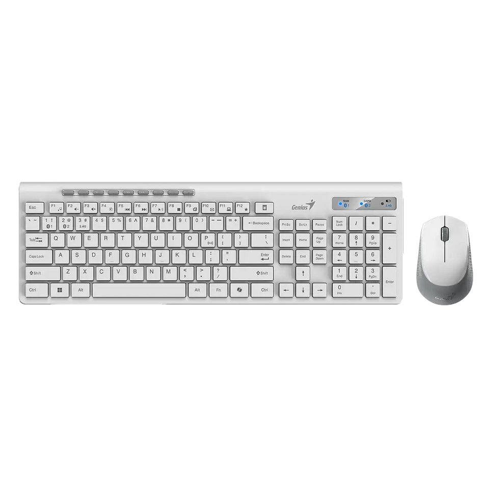 Kit Teclado y Mouse Genius SlimStar 8230 Inalambrico RF 2.4GHZ, Bluetooth, Blanco