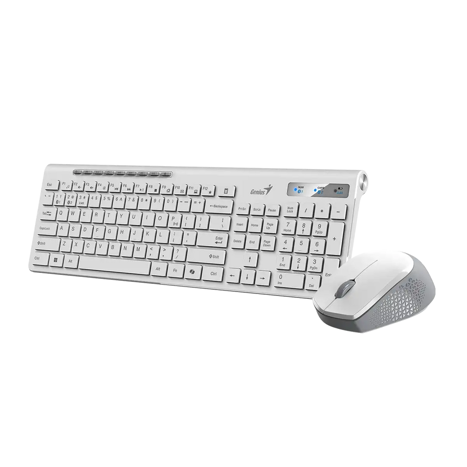 Kit Teclado y Mouse Genius SlimStar 8230 Inalambrico RF 2.4GHZ, Bluetooth, Blanco