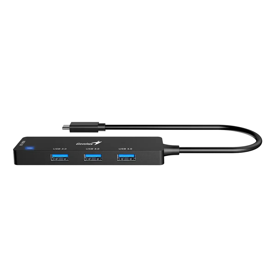 HUB Genius UH-400, 4x USB 3.0, 1x USB-C, Negro