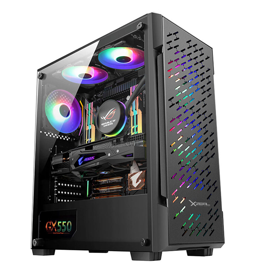 Gabinete Xzeal XZ135, Ventana Templada, 3x Ventiladores RGB, ATX, Media Torre, Sin Fuente, Negro