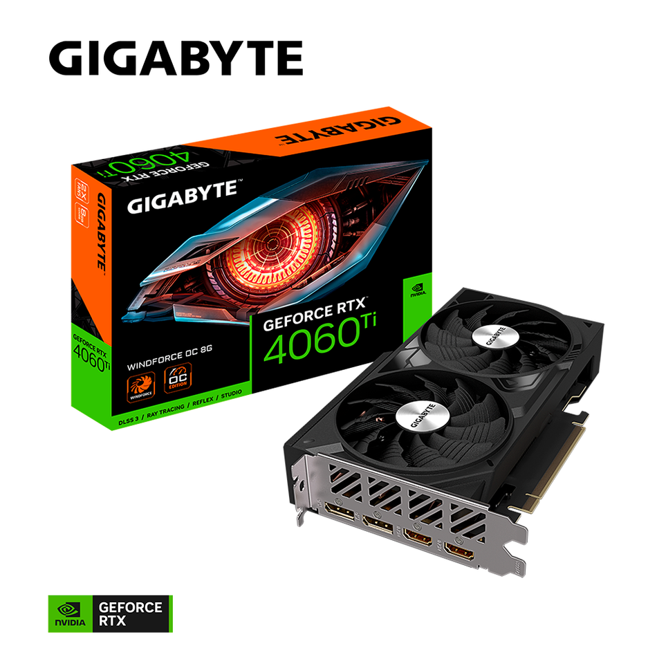Tarjeta de Video GIGABYTE GeForce RTX 4060 Ti WINDFORCE OC GeForce RTX 4060 Ti, 8GB, 128 Bit, GDDR6, PCI Express 4.0