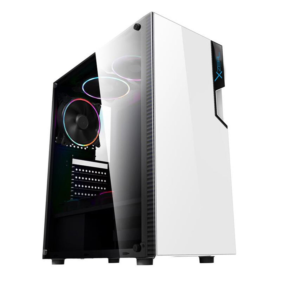 Gabinete Gaming Xzeal XZ130, Ventana Vidrio Templado, 3 Ventiladores 12cm RGB, Blanco