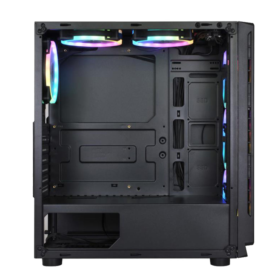 Gabinete Gamer Xzeal XZ120 Torre ATX, panel Lateral Vidrio Templado, 3 Vent.120mm RGB, Sin fuente, Negro