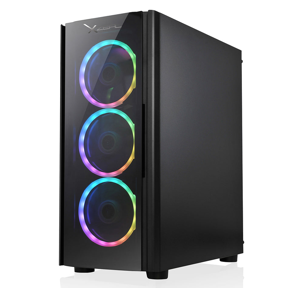 Gabinete Xzeal XZ110-1 Torre ATX, panel Lateral Vidrio, 3x ventiladores RGB, sin Fuente, Negro
