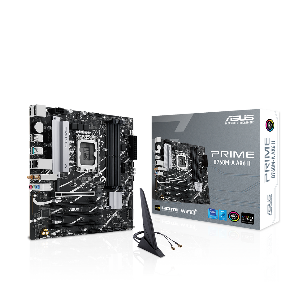 Tarjeta Madre Asus PRIME B760M-A AX6 II, Intel Socket LGA1700, Micro ATX, 4xDDR5, HDMI/DP