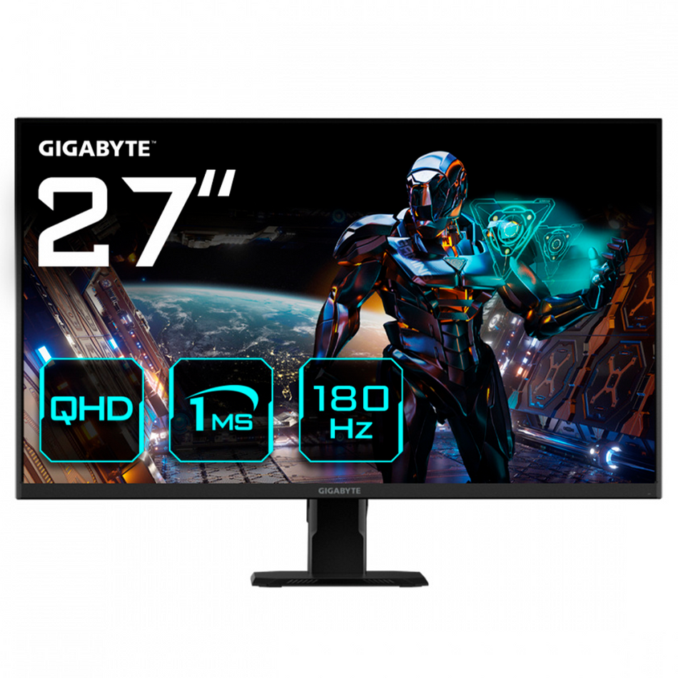 Monitor GIGABYTE GS27QA LCD, 27", Quad HD, SS-IPS, 180 Hz, 1 ms, FreeSync, Negro