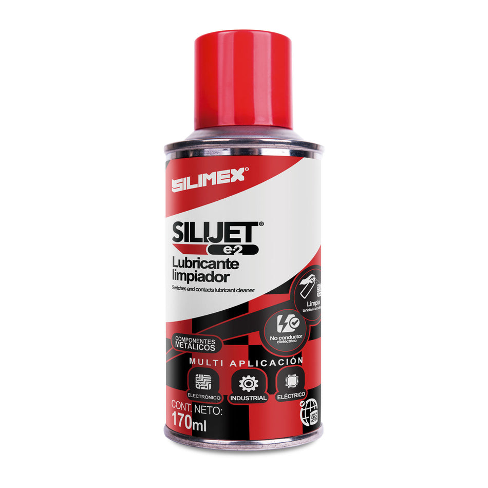 Lubricante Limpiador SILIMEX SILIJET E-2 Espray para limpieza de equipos, Uso adecuado Metal/Plastico, 170 ml