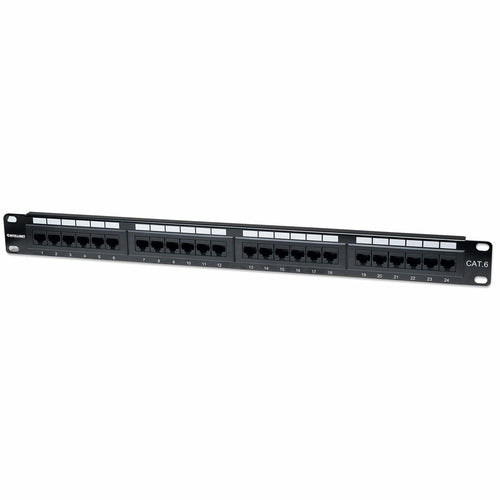PANEL DE PARCHEO INTELLINET 520959, 24 PUERTOS, CAT 6, MONTABLE EN RACK, NEGRO