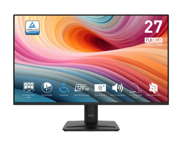 Monitor MSI Pro Pro MP275 E2 LED, 27 Pulg, Full HD 1920x1080, IPS, 120Hz, 4ms, HDMI/DP, Bocinas, Negro