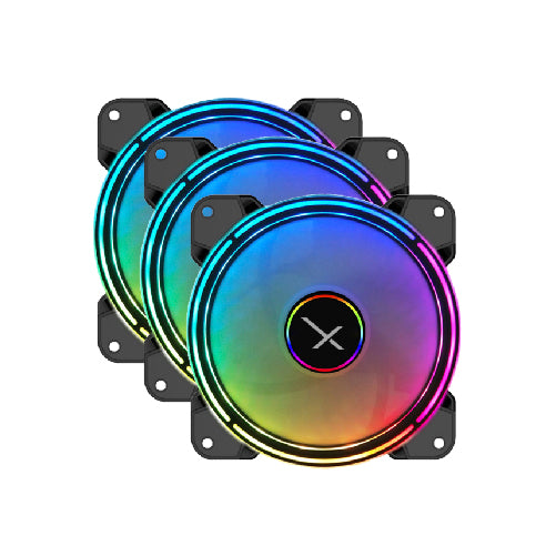 Kit de 3 Ventiladores XZEAL RGB, 120mm, 1200 RPM, Color Negro, XZVE100B