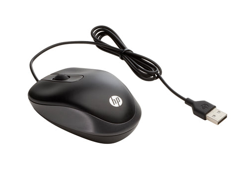 Mouse de Viaje HP, Optico, Alambrico, USB, 1000 DPI, Negro