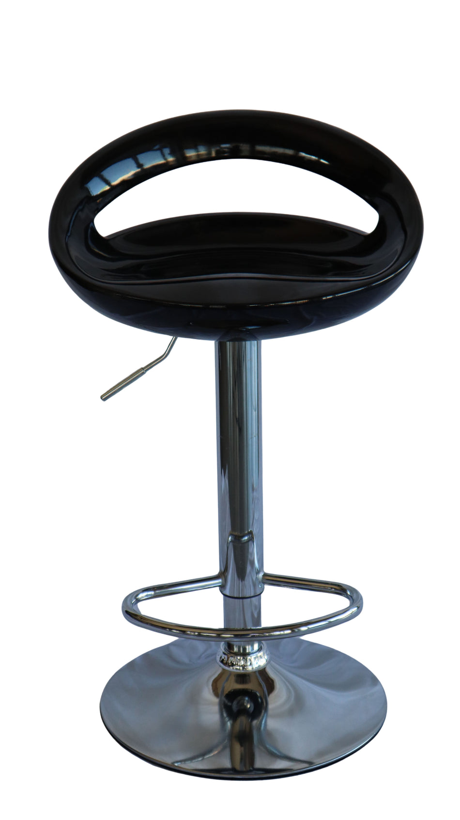 Banco para barra MODAMOB, modelo Obsidian, base cromada, piston nivelacion altura, color negro