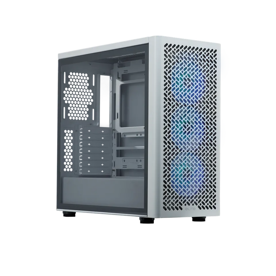 Gabinete Cooler Master Elite 502 lite, M-ITX/ M-ATX/ ATX/ E-ATX, 4 ventiladores, Blanco