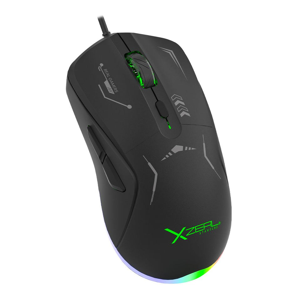 Mouse Gamer Xzeal XST-401, RGB, 7200 DPI, 6 Botones, Negro