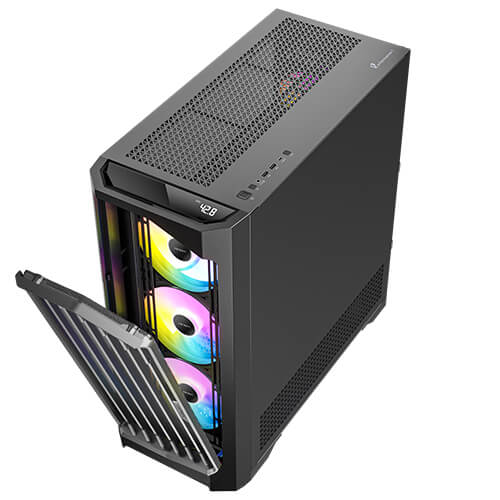 Gabinete Antec Performance 1 FT ARGB, Full tower, Ventana lateral, 4 Ventiladores, Negro