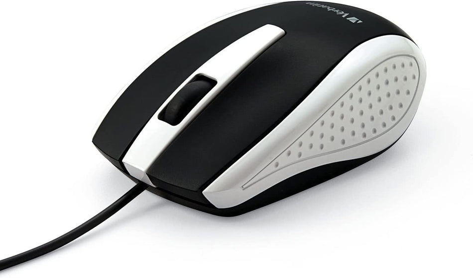 Mouse Verbatim Optico, Alambrico, USB, Negro/Blanco