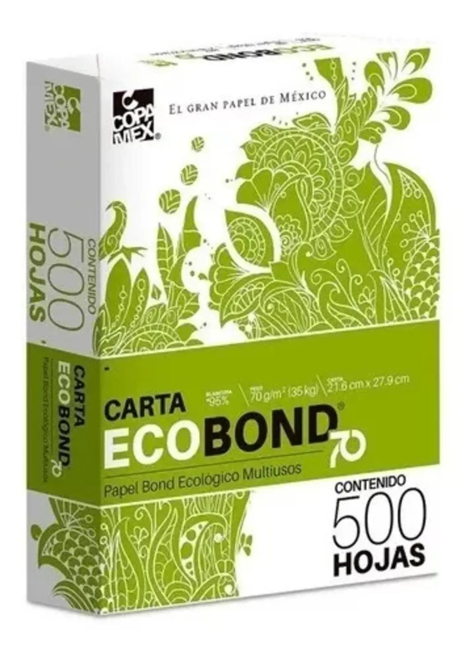 Papel cortado Ecobond 70 tamano carta, 95% blancura, 500 hojas