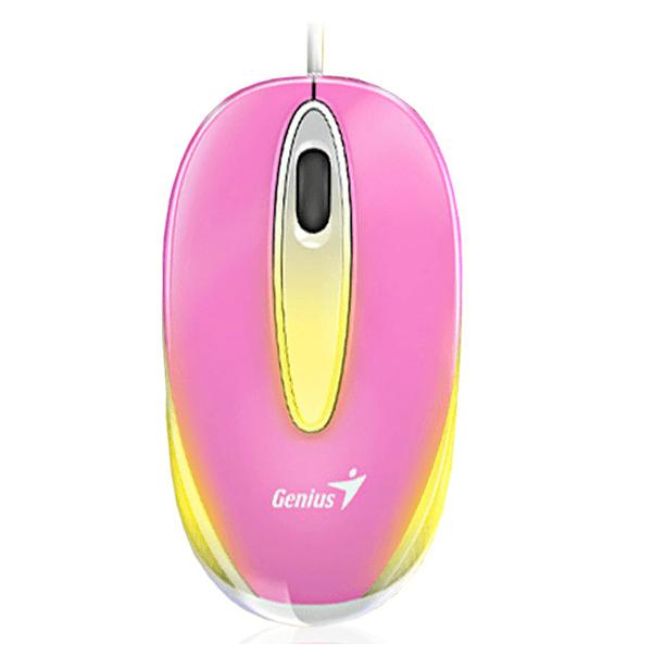 Mouse Genius DX-Mini optico, BlueEye Alambrico, USB, 1000DPI, Iluminacion LED, Rosa