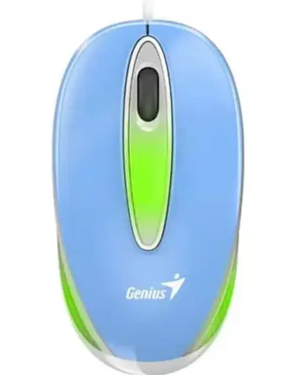 Mouse Genius DX-Mini optico, BlueEye Alambrico, USB, 1000DPI, Iluminacion LED, Azul