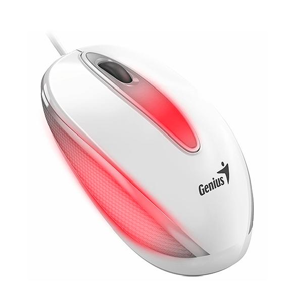 Mouse Genius DX-Mini optico, BlueEye Alambrico, USB, 1000DPI, Iluminacion LED, Blanco