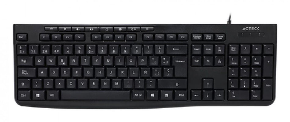 Teclado Acteck Inspire Prime TA222, Alambrico, Espanol, USB, Negro