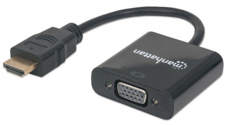 Adaptador Manhattan HDMI Macho a VGA Hembra, 1080p, Negro
