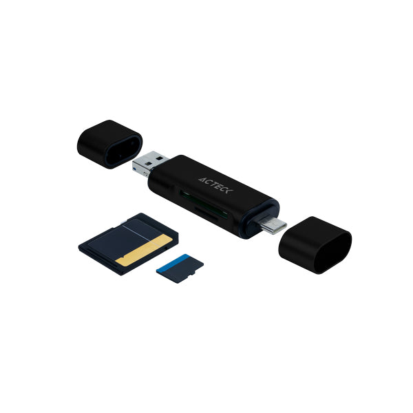 Lector de Memorias Acteck, MicroSD, SD, USB-A, USB-C, Negro