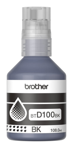 Botella de Tinta Brother Negro BTD100BK, 108 ml, InkBenefit Tank, Original