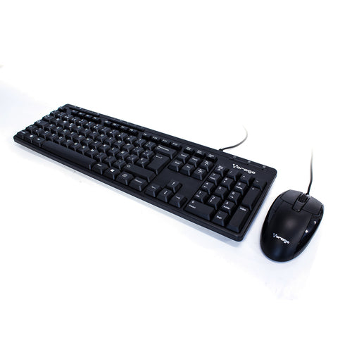 Kit Teclado Multimedia y Mouse VORAGO, mouse Optico 1000 KM-104, Usb, Negro