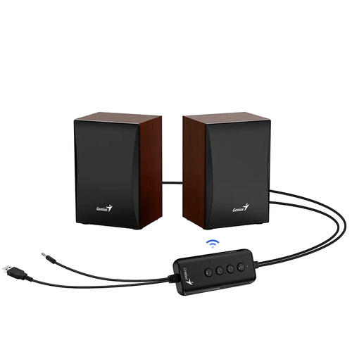 Bocinas Genius SP-HF380BT, Bluetooth 5.0, 3W RMS, USB, acabado Madera