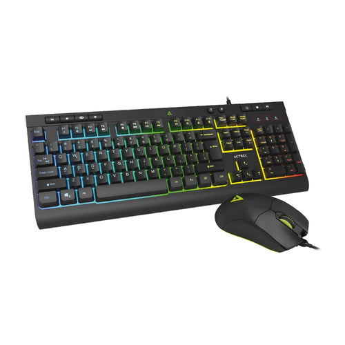 Kit Teclado y Mouse ACTECK Creator AUREAN PRO MK477G, Alambrico, USB, LED, Negro