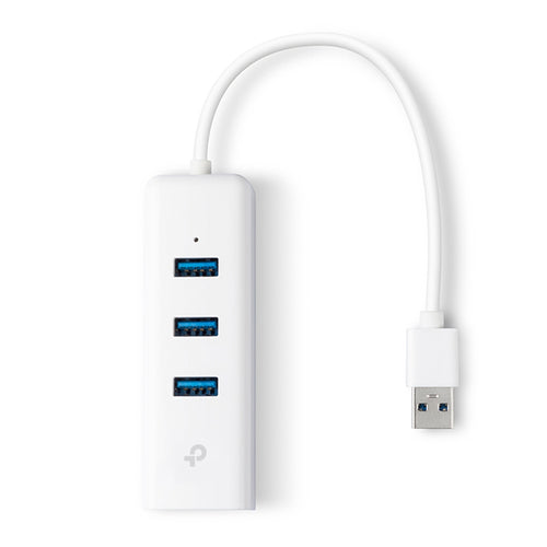 Hub TP-Link UE330, 3 Puertos USB 3.2, 1 puerto RJ45, 1000 Mbit/s, Blanco