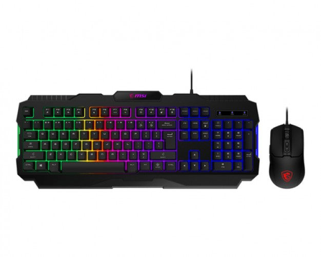 Kit Teclado y Mouse Gaming MSI FORGE GK100 COMBO US, USB, 6400 DPI, RGB, Ingles, Negro