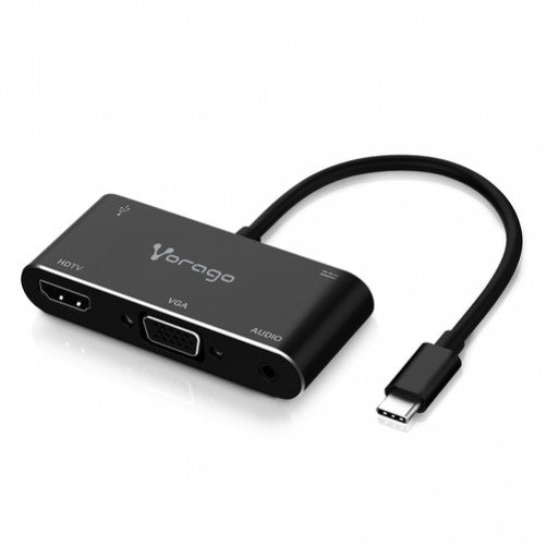 Adaptador Vorago ADP-350, USB-C Macho, 1xHDMI, 1xVGA, 1xUSB-A, 1x 3.5mm, 10cm