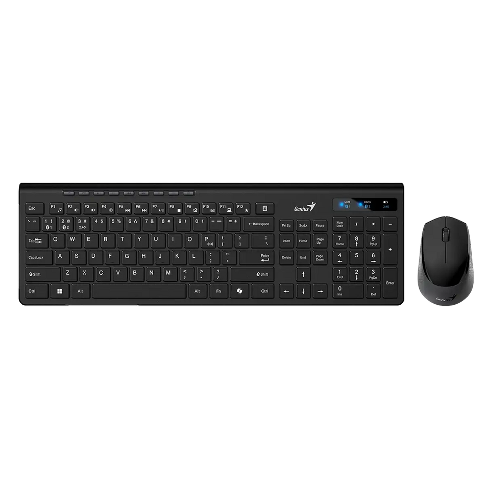 Kit Teclado y Mouse Inalambrico Genius SlimStar 8230, Bluetooth, USB, Negro