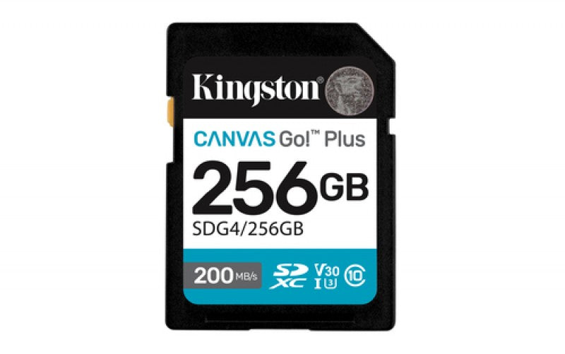 Memoria SDXC Kingston Canvas Go Plus, 256GB, Velocidad 200 MB/s, Clase 10