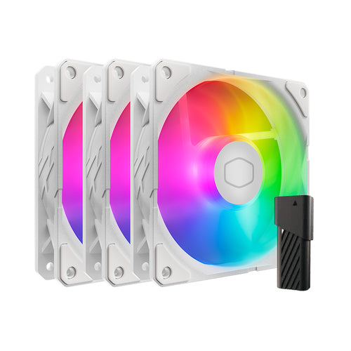 Kit 3 Ventiladores Cooler Master SickleFlow 120mm, RGB, 2500RPM, Blanco