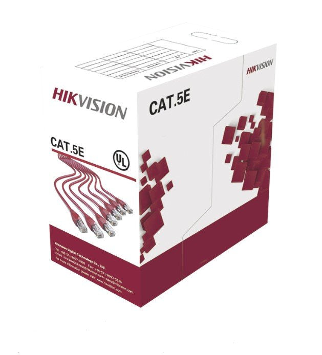 Bobina de cable UTP Hikvision 100mts, CAT5E PVC CM, 100% Cobre, Blanco