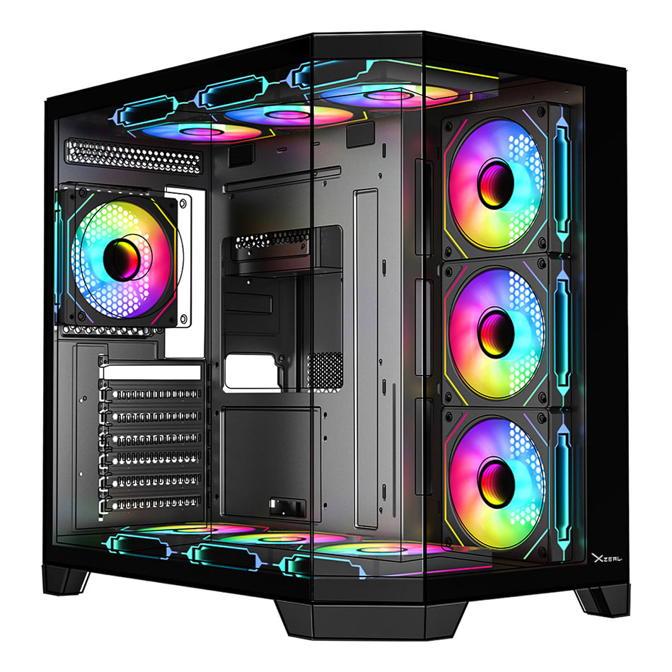 Gabinete Xzeal XZ150, Midi-Tower, ATX/Micro-ATX, USB 3.0, Sin Fuente, 4 Ventiladores Instalados, Negro