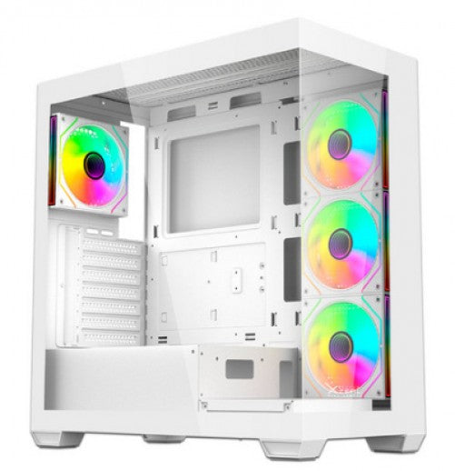 Gabinete XZEAL XZ-140, Vent. 4x120mm ARGB, Midi-Tower, ATX/Micro-ATX/Mini-ITX, USB 2.0/3.0, Blanco