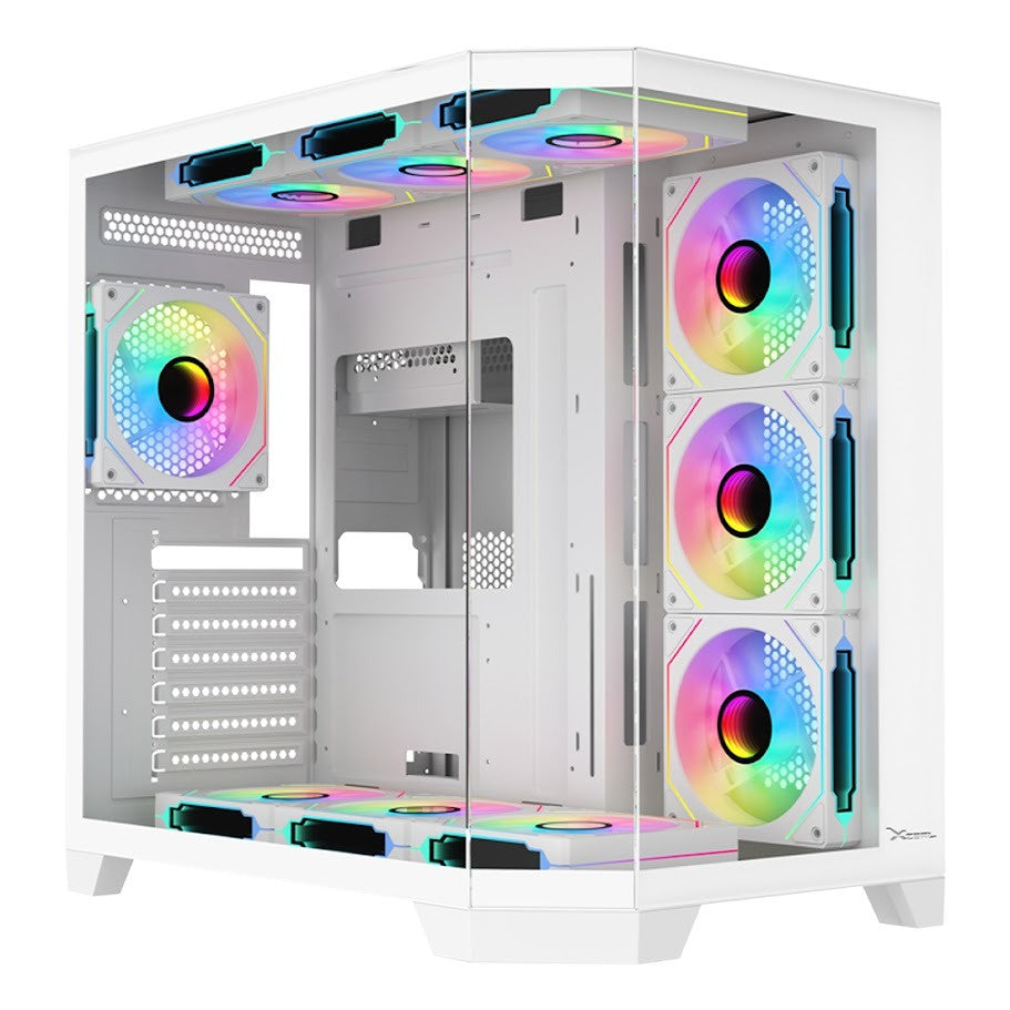 Gabinete Xzeal X-Tron XZ150, Midi-Tower, ATX/M-ATX, Vidrio Templado, 4xVent ARGB, Sin Fuente, Blanco