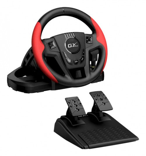 Volante Genius con Pedales SpeedMaster, Compatible PC/PlayStation 3/ PlayStation 4, Negro