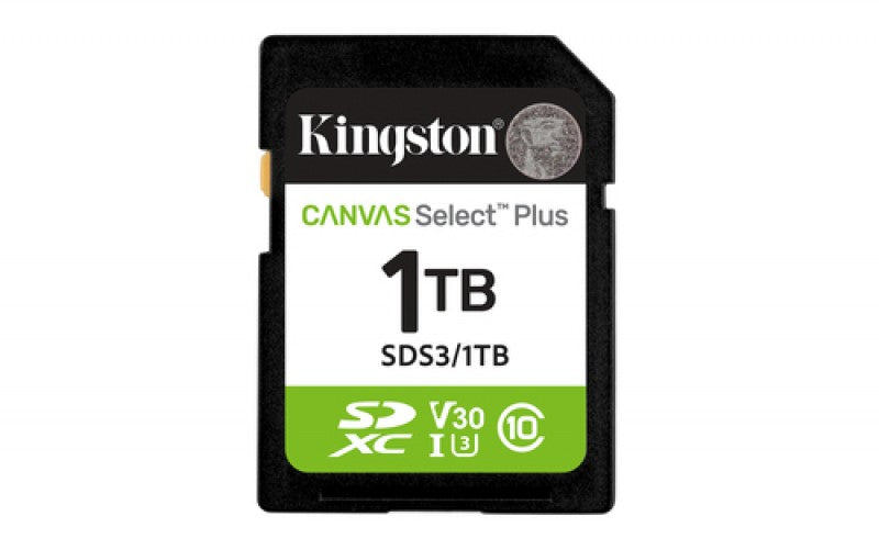 Memoria SD Kingston 1TB, Technology Canvas Select Plus Gen3 , Velocidad 150 MB/s, Clase 10