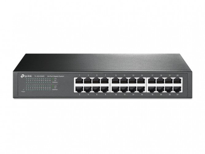 Switch TP-LINK SG1024D, 24 puertos, Gigabit, 10/100/1000 Mbps, No administrable, montable en rack