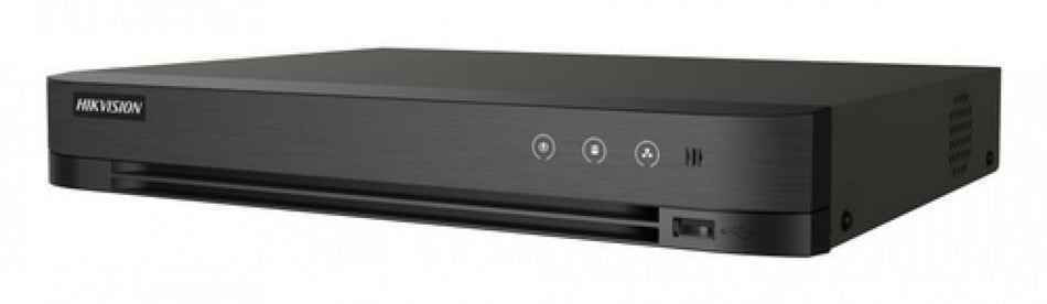 DVR Hikvision 8 Canales TURBO HD + 4 Canales IP, 5MP Lite (3K LITE), Pentahibrido, Audio 2 vias, FHD