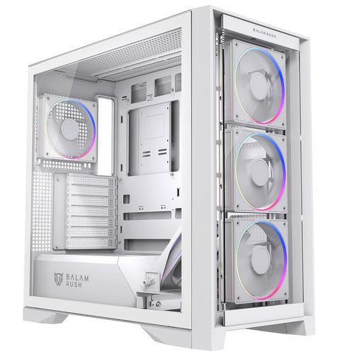 Gabinete Gamer Balam Rush Carbono Polar Twin Mate 9900, Media torre, ATX/Micro-ATX/Mini-ITX, 5x Vent., Blanco